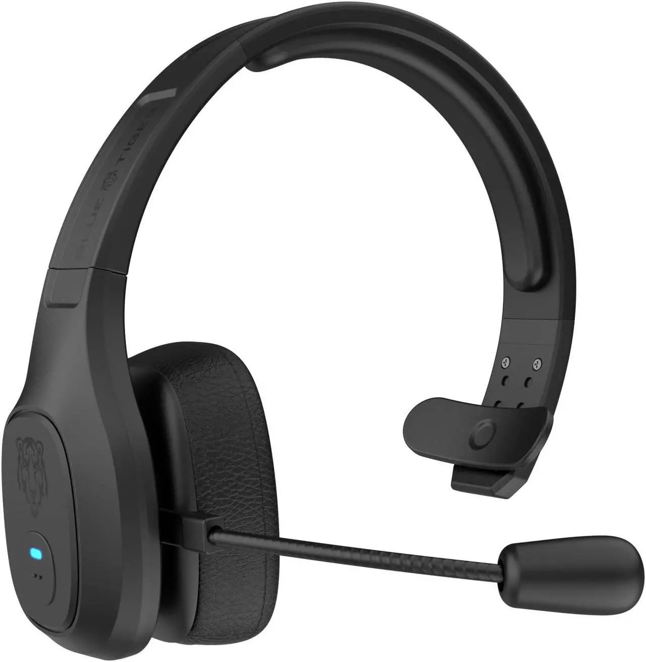 Alt view image 5 of 5 - Blue Tiger Storm in Black - Wireless Bluetooth Professional Trucker Headset with Microphone, Cooling Gel Ear Cushion - Fastest Charge, Noise Cancelling, Clear Sound, Bluetooth 5.0