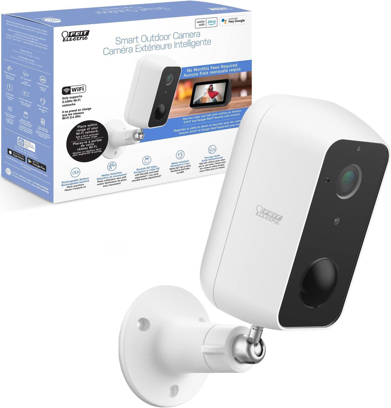 Alt view image 2 of 5 - Feit Electric Smart Security Camera, 2.4GHz Wifi Smart Home Camera with Motion Detection, Night Vision, 2-Way Audio, 1080p HD Battery Powered, White, CAM/WM/WIFI/BAT