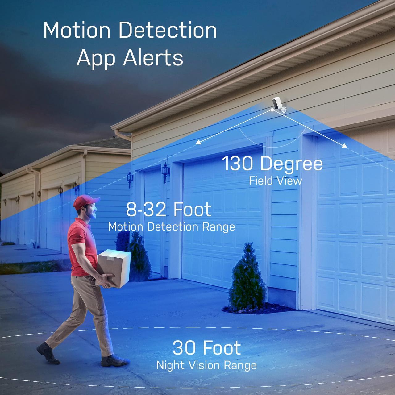 Alt view image 5 of 5 - Feit Electric Smart Security Camera, 2.4GHz Wifi Smart Home Camera with Motion Detection, Night Vision, 2-Way Audio, 1080p HD Battery Powered, White, CAM/WM/WIFI/BAT