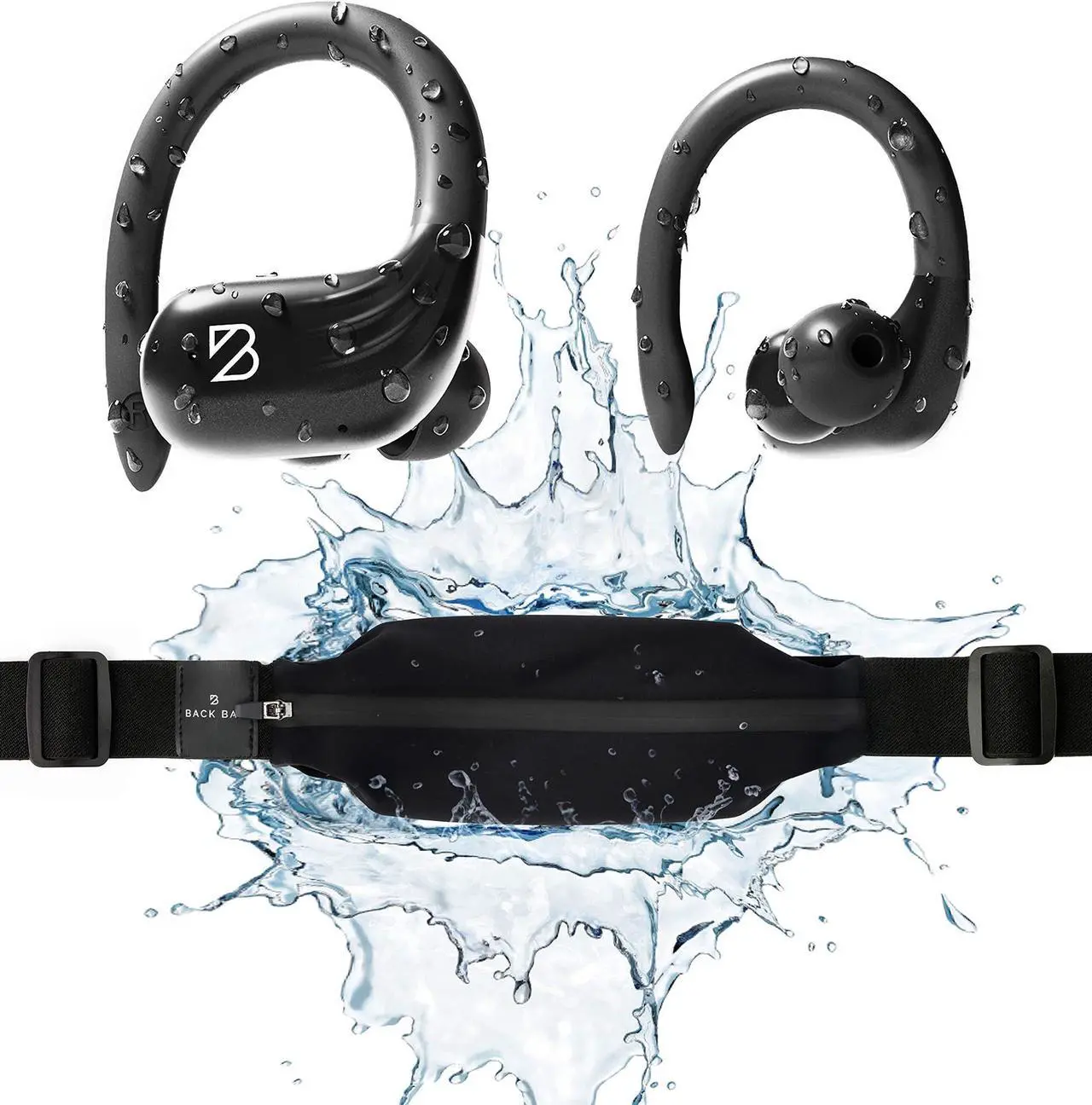 Main image of Runner 60 Wireless Earbuds with Waterproof Slim Running Belt, 80 Hr Battery, Wrap Around Over Ear Wireless Earbuds, Belt fits Fits iPhone 14, Max, iPhone 13 Pro, 12, 11, XS