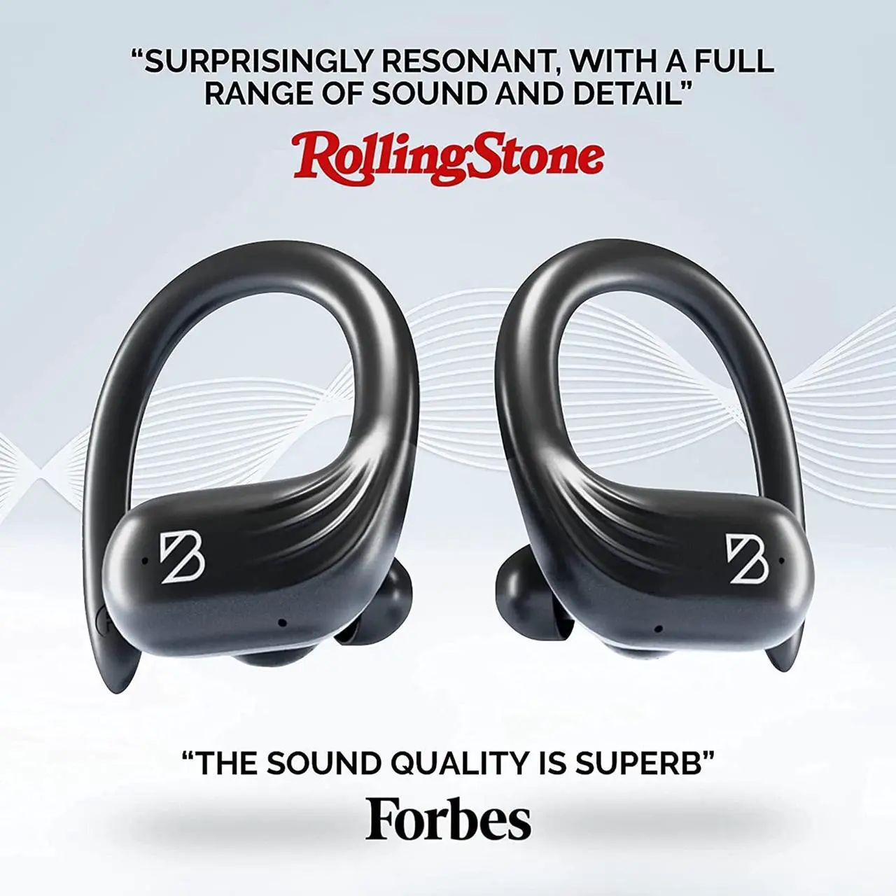 Alt view image 4 of 5 - Runner 60 Wireless Earbuds with Waterproof Slim Running Belt, 80 Hr Battery, Wrap Around Over Ear Wireless Earbuds, Belt fits Fits iPhone 14, Max, iPhone 13 Pro, 12, 11, XS