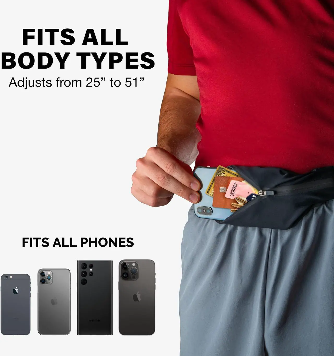 Alt view image 3 of 5 - Runner 60 Wireless Earbuds with Waterproof Slim Running Belt, 80 Hr Battery, Wrap Around Over Ear Wireless Earbuds, Belt fits Fits iPhone 14, Max, iPhone 13 Pro, 12, 11, XS
