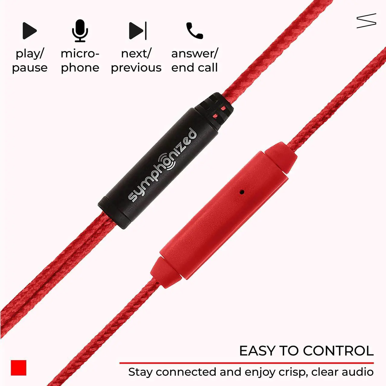 Alt view image 5 of 5 - Symphonized MTRX Premium Genuine Wood In-ear Noise-isolating Headphones with Mic and Nylon Cable (Red)