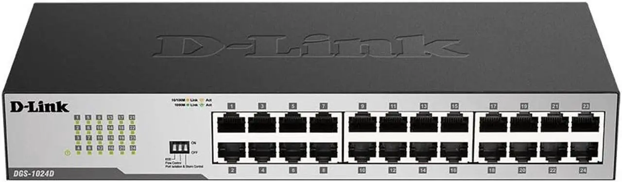 Alt view image 2 of 5 - D-Link DGS-1024D, Ethernet Switch, 24 Port Gigabit Unmanaged Fanless Network Hub Desktop or Rack Mountable, Black