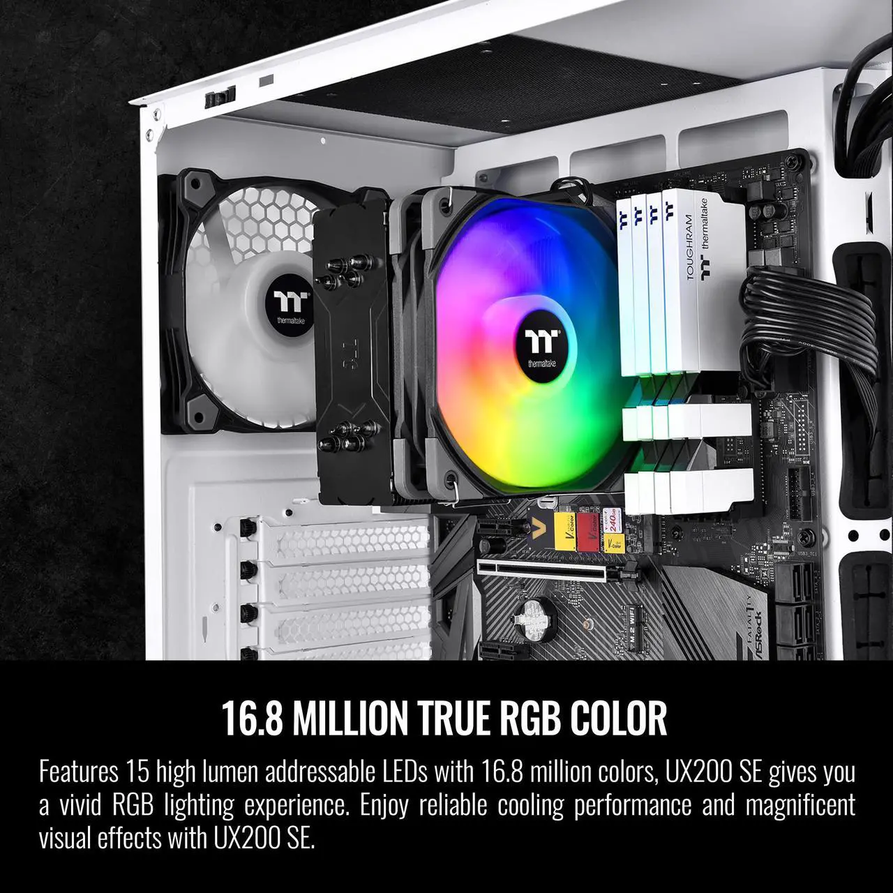 Alt view image 3 of 5 - Thermaltake UX200 ARGB Sync CPU Cooler with 16.8M Color LEDs, 170W, Hydraulic Bearing, Universal Socket - For Desktops