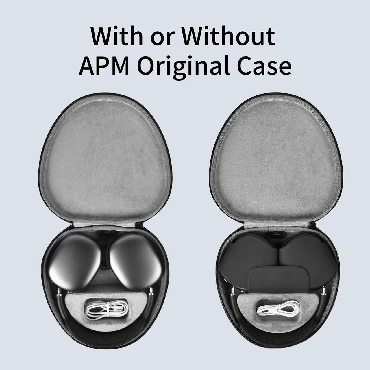 Alt view image 5 of 5 - for Apple AirPods Max Case Accessory: WIWU AirPod Max Case with Sleep Mode | Airpod Max Accessories for Apple Headphones | Ultra-Slim Travel Carrying Case | Portable Storage Bag | Black