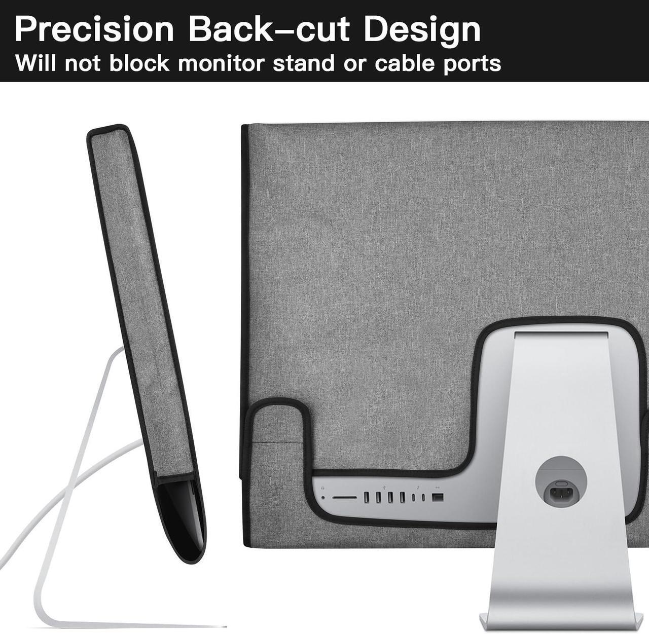 Alt view image 5 of 5 - CaSZLUTION Monitor Dust Cover Compatible with iMac 27 inch All in one Desktop Computer - Oxford Fabric Monitor Dust Cover Protective Screen Sleeve for iMac 27", Gray