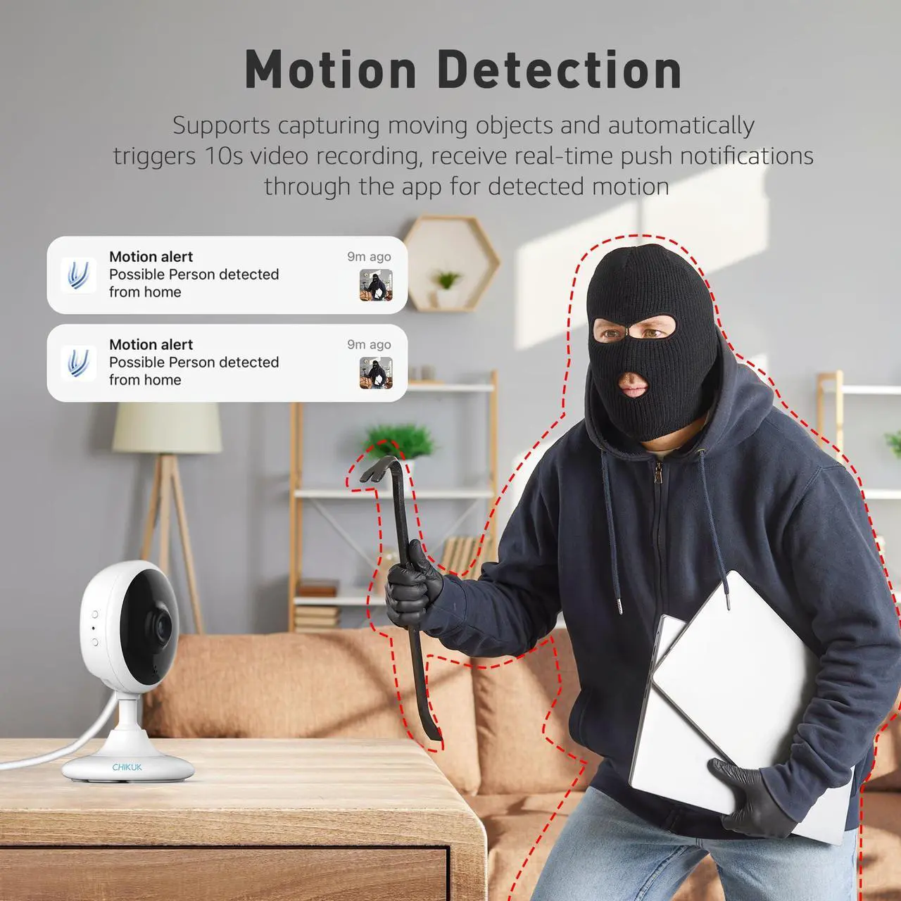 Alt view image 5 of 5 - Indoor Security Cameras, WiFi Home Camera with Night Vision, 2-Way Talk Elder/Pet Cam, Baby Monitor with Smart Motion Detection, Cloud & SD Card Storage, Works w/Alexa, 2pcs