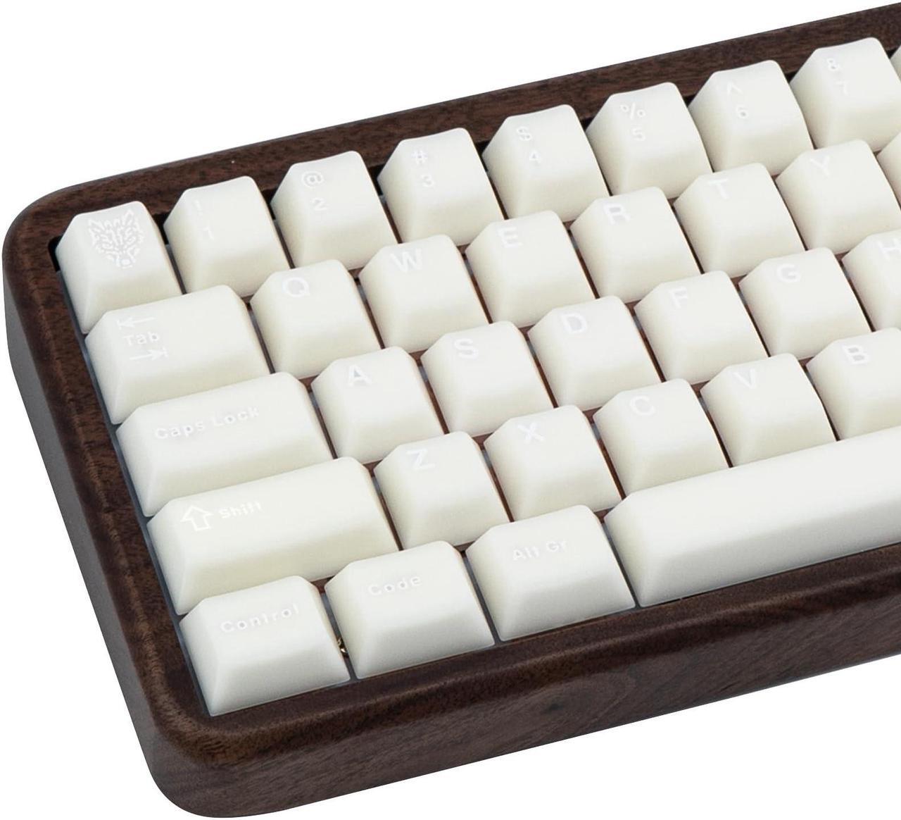 Main image of GEKUCAP Milky White 114 Keys PBT Keycaps Minimalist Style Custom Keycaps Set Double Shot Cherry Profile Keycaps for ANSI Layout 61/87/104/108 Cherry MX Switches Mechanical Keyboard