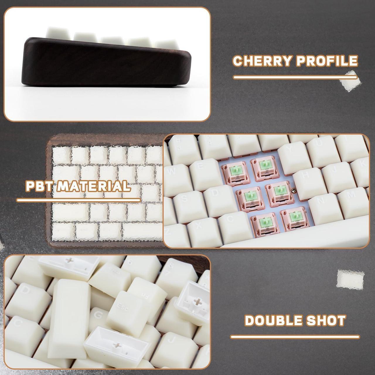 Alt view image 3 of 5 - GEKUCAP Milky White 114 Keys PBT Keycaps Minimalist Style Custom Keycaps Set Double Shot Cherry Profile Keycaps for ANSI Layout 61/87/104/108 Cherry MX Switches Mechanical Keyboard