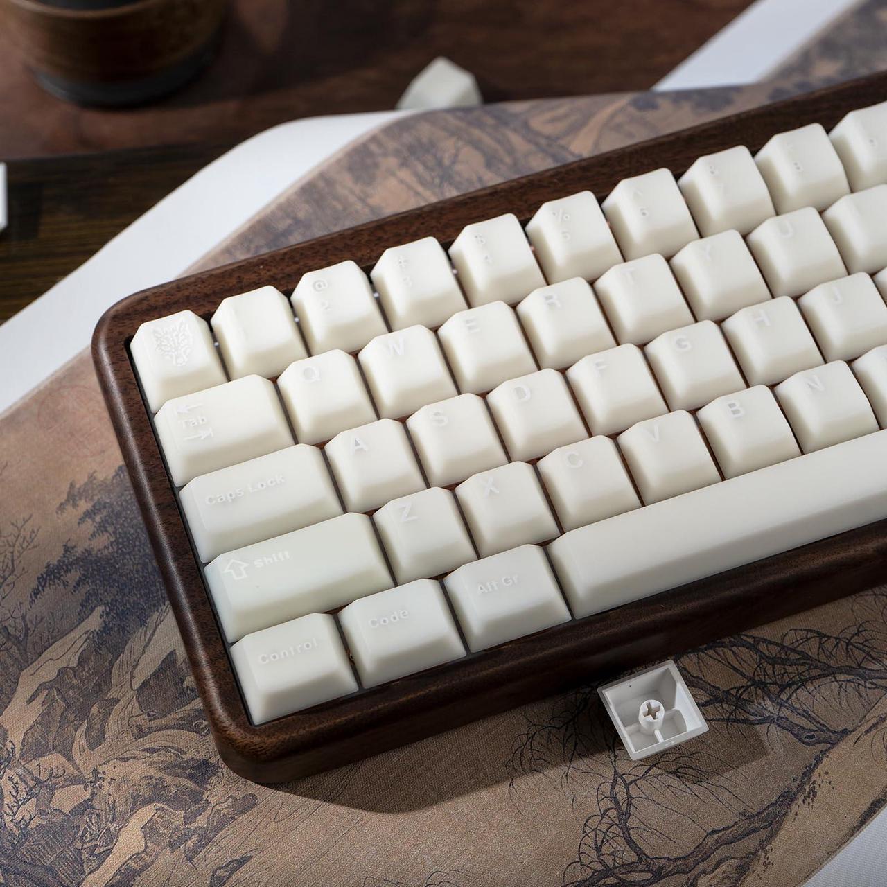 Alt view image 4 of 5 - GEKUCAP Milky White 114 Keys PBT Keycaps Minimalist Style Custom Keycaps Set Double Shot Cherry Profile Keycaps for ANSI Layout 61/87/104/108 Cherry MX Switches Mechanical Keyboard