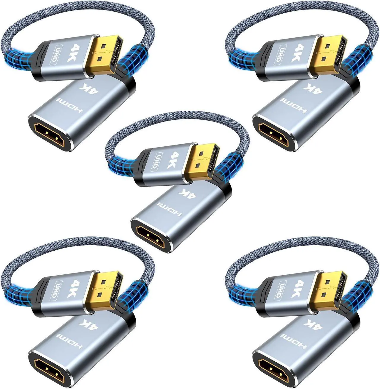 Main image of Highwings 4K DisplayPort to HDMI Adapter 5-Pack, Uni-Directional Display Port DP to HDMI Adaptor Converter Male to Female(1080p 120Hz), for AMD NVIDIA Dell HP Laptop HDTV Monitor Projector, [Passive]