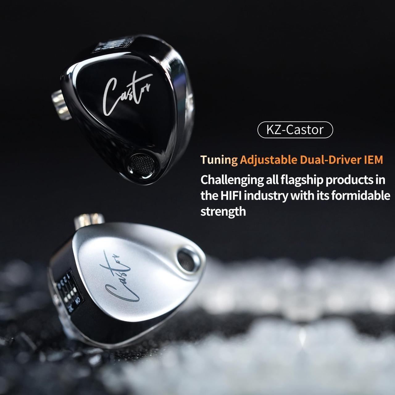 Alt view image 3 of 5 - KZ Castor iem, kz in ear Monitor Earbuds with Dual Dynamic Drivers Musicians, Tunable in-ear Earphones Headphones with 2dd Drivers, Adjusting Switch, Noise-isolating, Silicone Eartips(Bass Version)