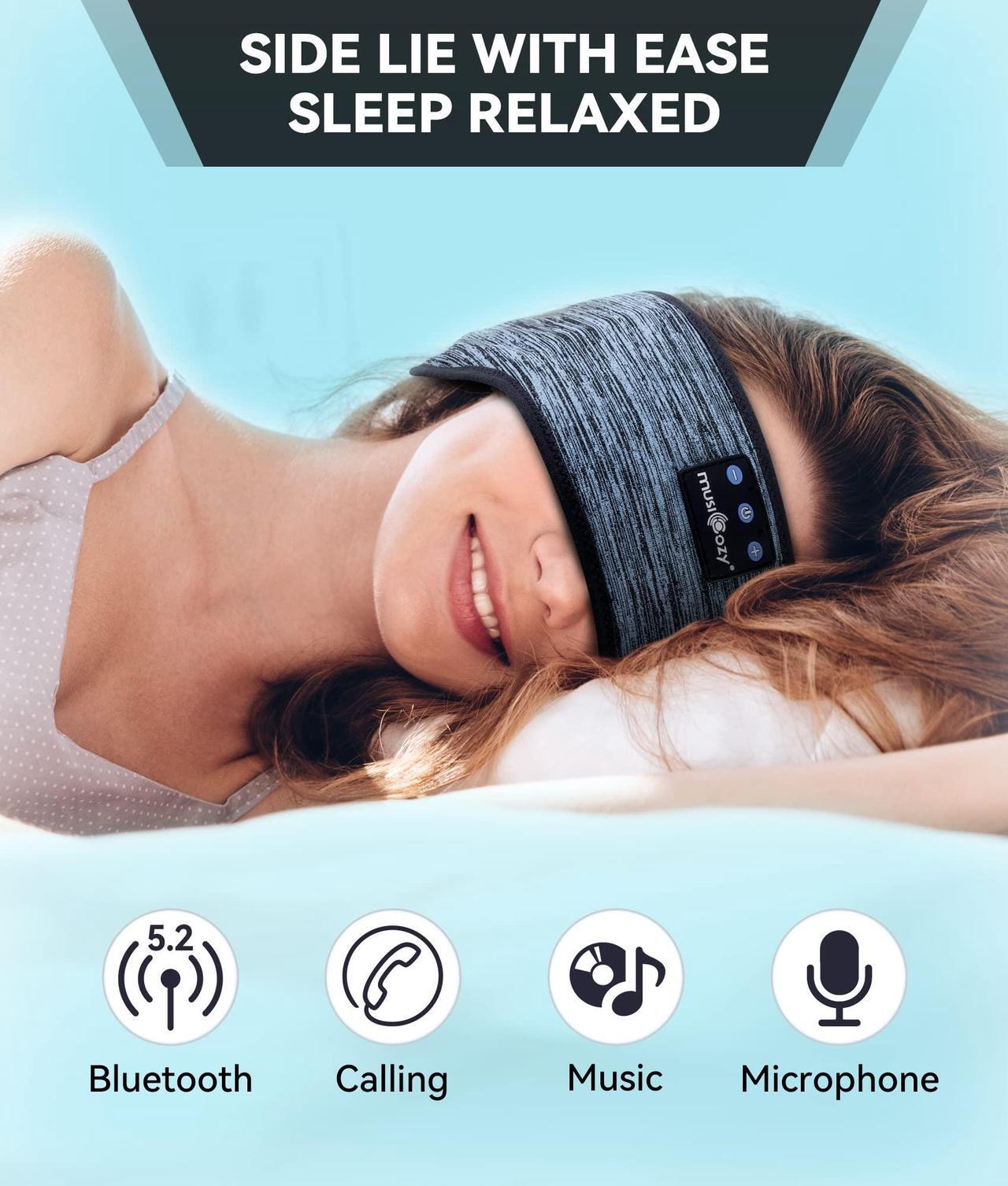 Alt view image 2 of 5 - MUSICOZY Sleep Headphones Bluetooth 5.2 Headband, Wireless Music Sleeping Mask Headphones Earbuds Earphones Sweatproof for Women Mom Sports Workout Running Jogging Yoga Cool Gadgets Unique Gifts