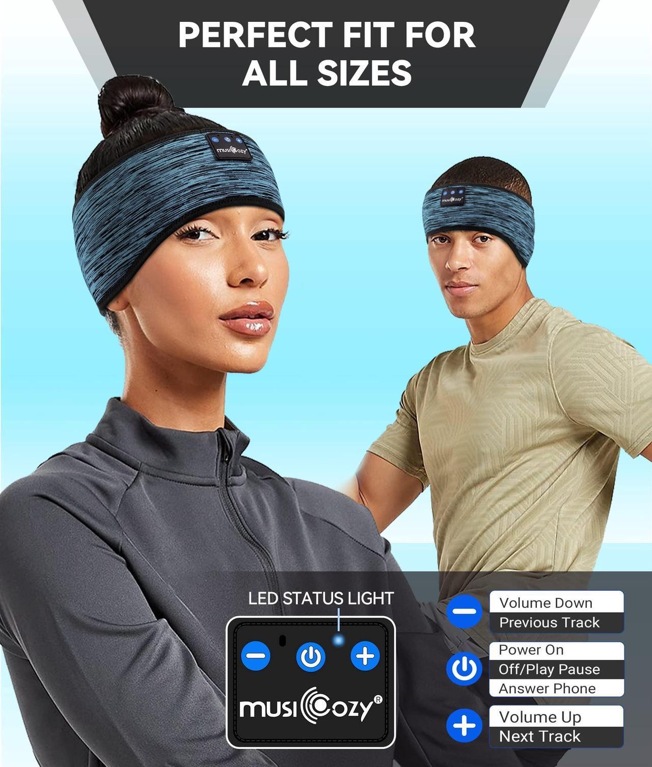 Alt view image 3 of 5 - MUSICOZY Sleep Headphones Bluetooth 5.2 Headband, Wireless Music Sleeping Mask Headphones Earbuds Earphones Sweatproof for Women Mom Sports Workout Running Jogging Yoga Cool Gadgets Unique Gifts