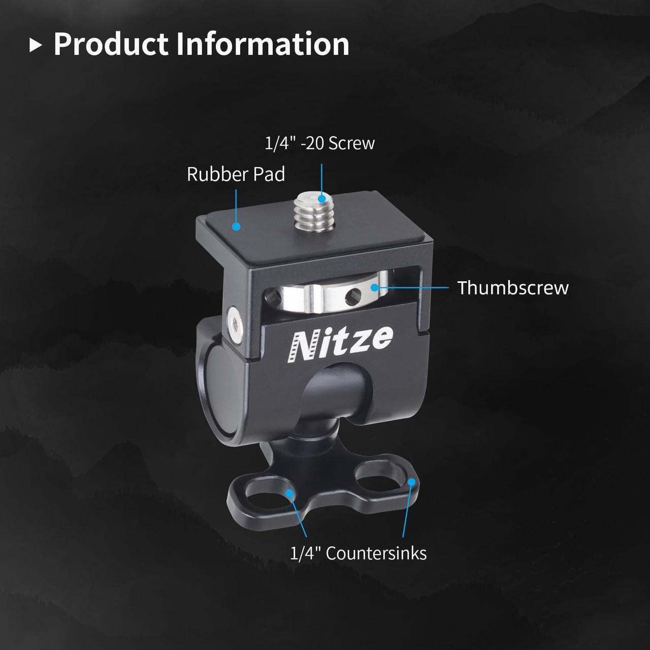 Alt view image 2 of 5 - Nitze Field Monitor Mount with 1/4" Screws, Swivel and Tilt Adjustable Low Profile Monitor Holder - N54-F3