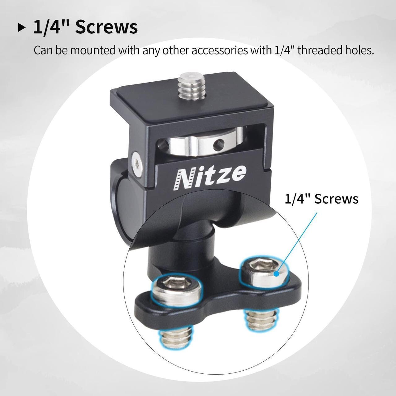 Alt view image 5 of 5 - Nitze Field Monitor Mount with 1/4" Screws, Swivel and Tilt Adjustable Low Profile Monitor Holder - N54-F3