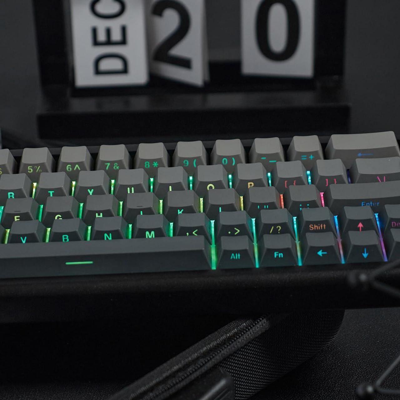 Alt view image 2 of 5 - Gradient Gray Side Print Keycaps, Shine Through PBT Doubleshot Keyboard Keycap, 136 Keys Cherry Profile Custom Keycaps Set for 60% 65% 75% 100% Cherry Gateron MX Switches Mechanical Keyboard