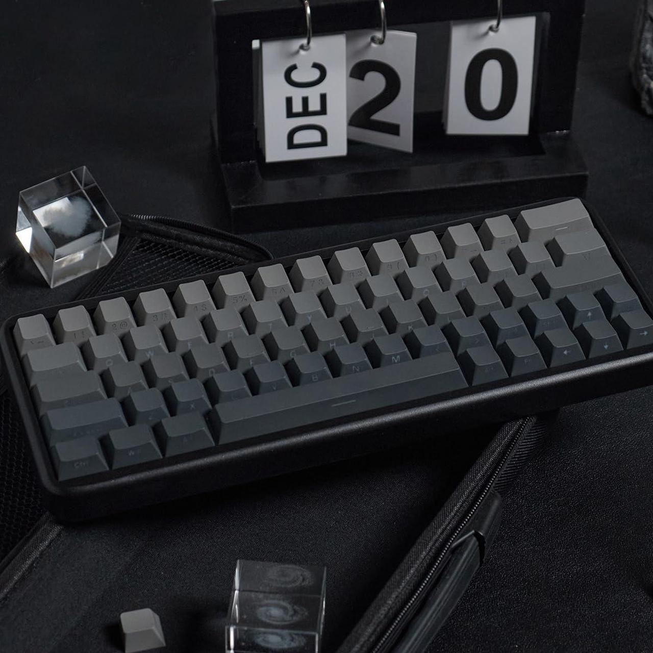 Alt view image 5 of 5 - Gradient Gray Side Print Keycaps, Shine Through PBT Doubleshot Keyboard Keycap, 136 Keys Cherry Profile Custom Keycaps Set for 60% 65% 75% 100% Cherry Gateron MX Switches Mechanical Keyboard