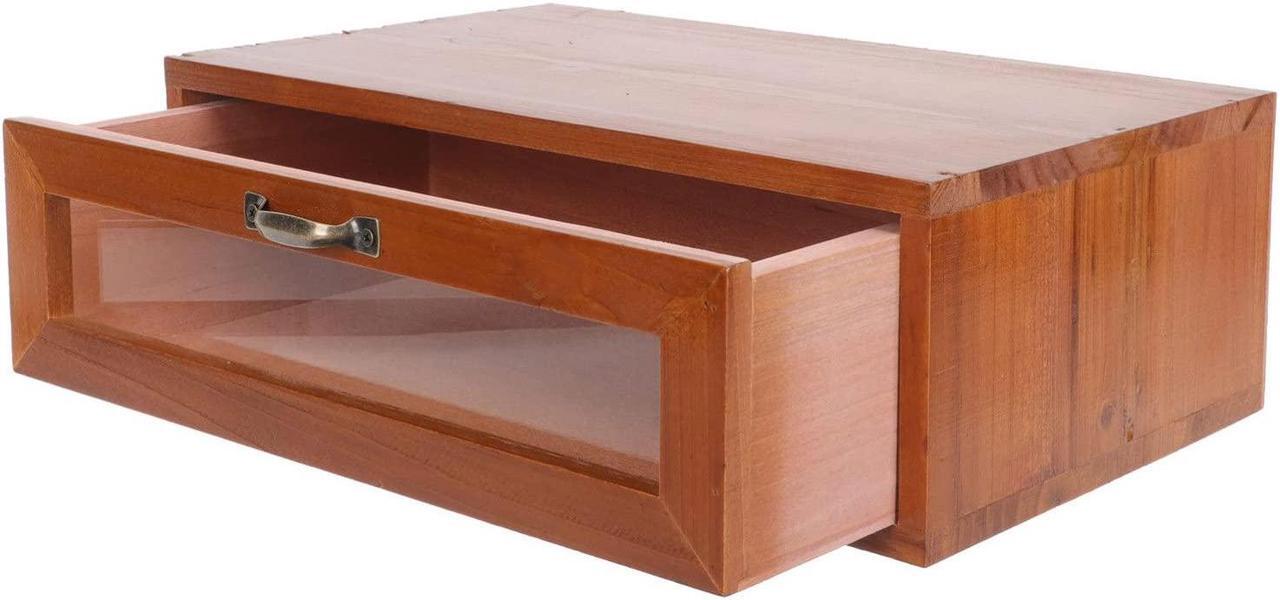 Main image of TOPBATHY Wood Monitor Stand Riser Drawer: Retro Desktop Stand Desk Storage Organizer TV Shelf Stand Dresser Box for Laptop Computer Notebook PC
