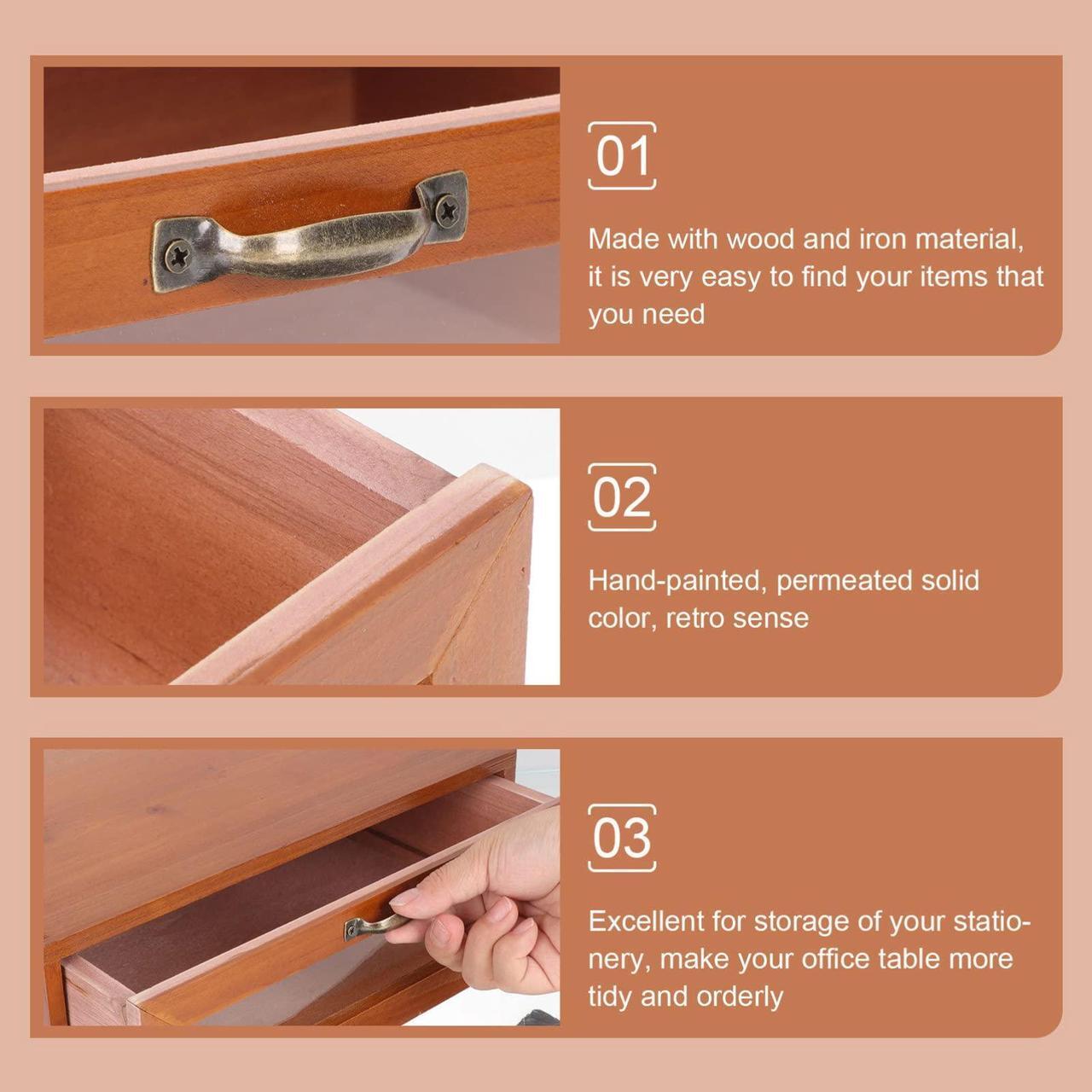Alt view image 4 of 5 - TOPBATHY Wood Monitor Stand Riser Drawer: Retro Desktop Stand Desk Storage Organizer TV Shelf Stand Dresser Box for Laptop Computer Notebook PC