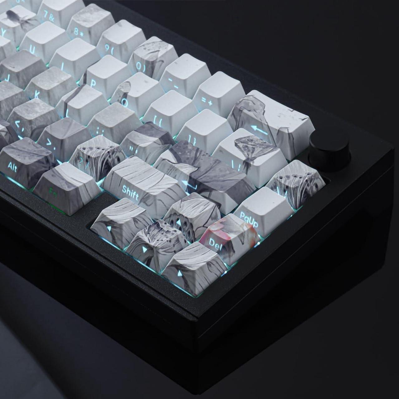 Alt view image 4 of 5 - Tsungup Side Printed Keycap Set - Ink Lotus Pond Custom Keycaps,135 Keys PBT Shine Through Keycaps Cool Keycaps,Cherry Profile Keyboard Keycaps for Cherry MX Switches Mechanical Keyboards