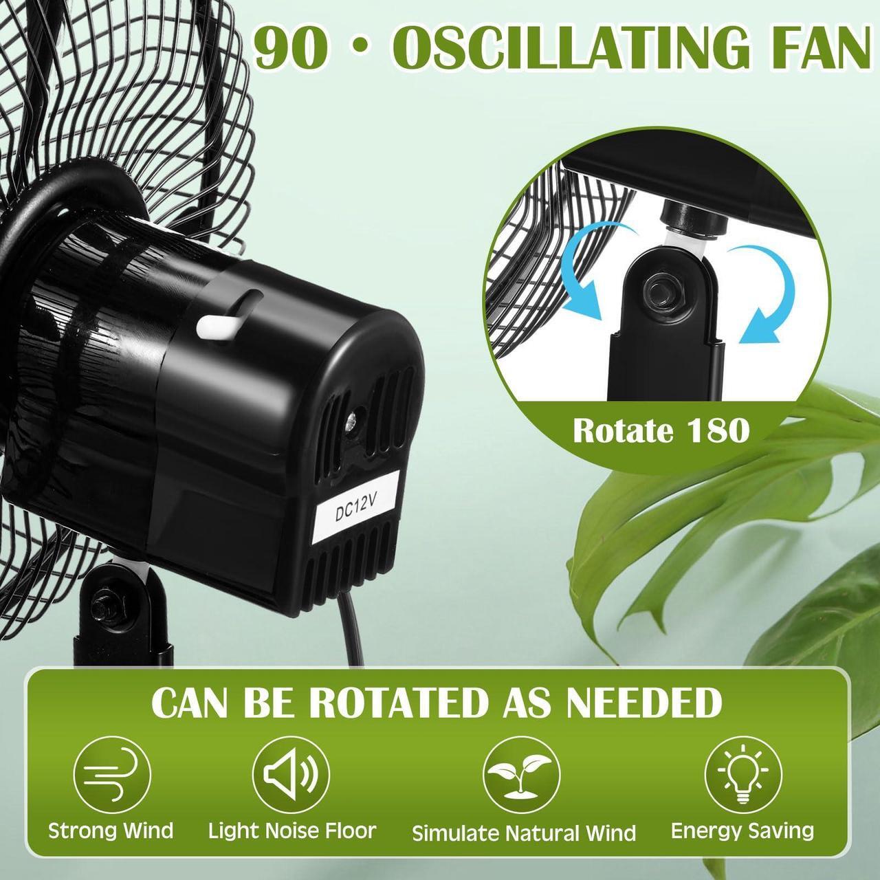 Alt view image 4 of 5 - Tujoe 2 Pcs Portable Car Fan with Car Cigarette Lighter Electric Cooling 12 Volt Oscillating Fan 12 Volt Fan Automobile Vehicle 360 Degree Swivel Fan with Clip for Car Truck Supplies, Black (8 Inch)