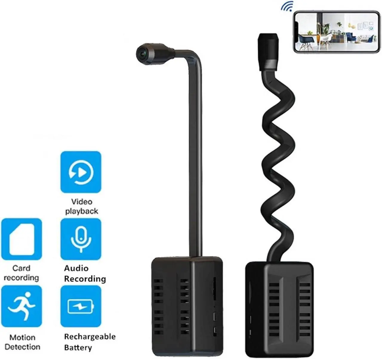 Alt view image 3 of 5 - Vbestlife Mini WiFi Camera with Snake Lens, Security Wireless Camera for Indoor Outdoor HD 1080P Video Recorder, Al Motion Monitoring, Smart Encoding, 10m Hotspot Distance, Video Playback