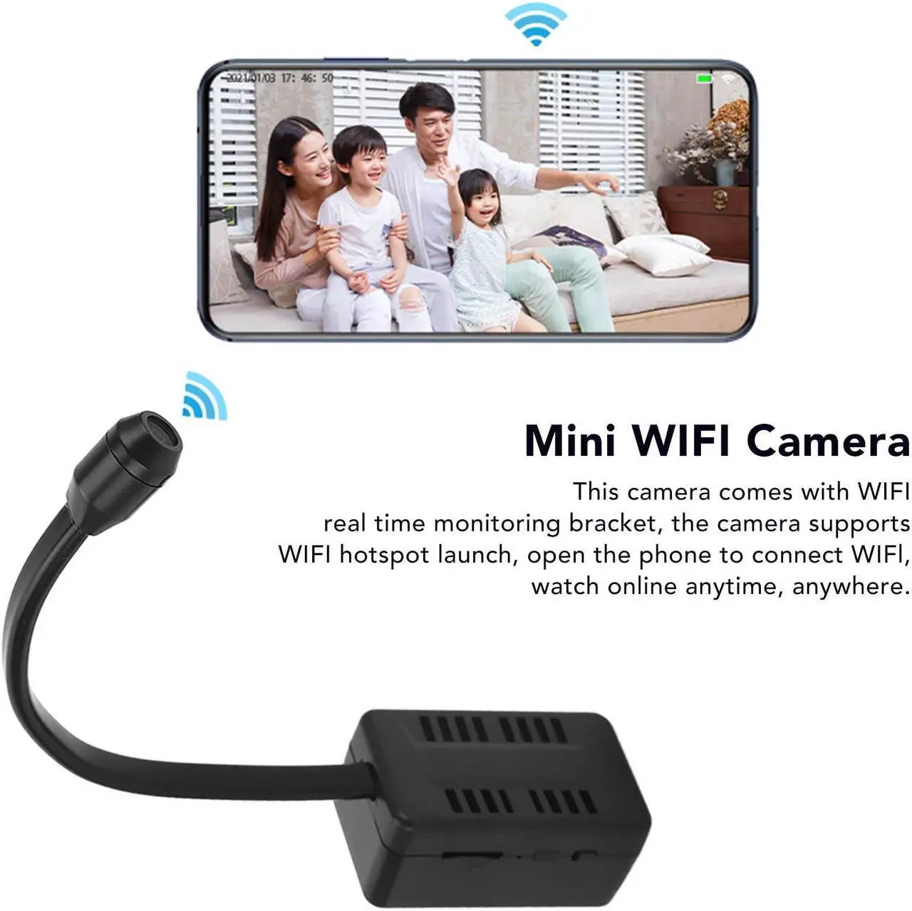 Alt view image 4 of 5 - Vbestlife Mini WiFi Camera with Snake Lens, Security Wireless Camera for Indoor Outdoor HD 1080P Video Recorder, Al Motion Monitoring, Smart Encoding, 10m Hotspot Distance, Video Playback