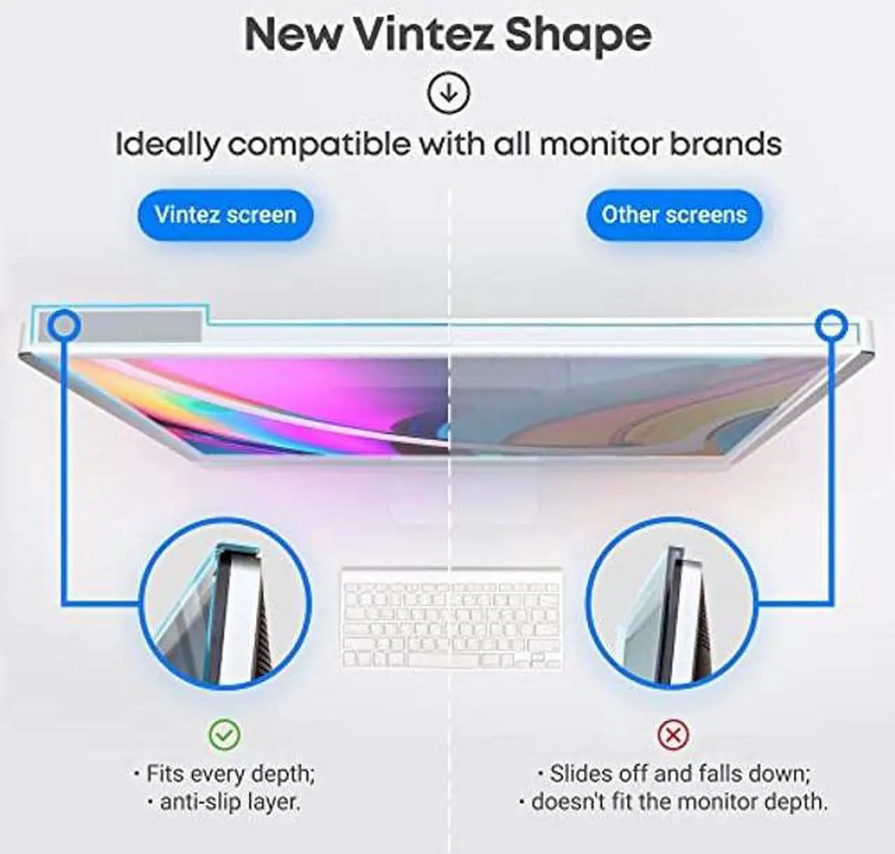 Alt view image 4 of 5 - Universal Blue Light Blocking Screen Protector Panel for 23, 23.6, 23.8, 24 inch Diagonal LED PC Monitor Anti-UV Eye Protection Filter Film - Widescreen Monitor Frame Hanging Type (W 21.2" X H 13.4")
