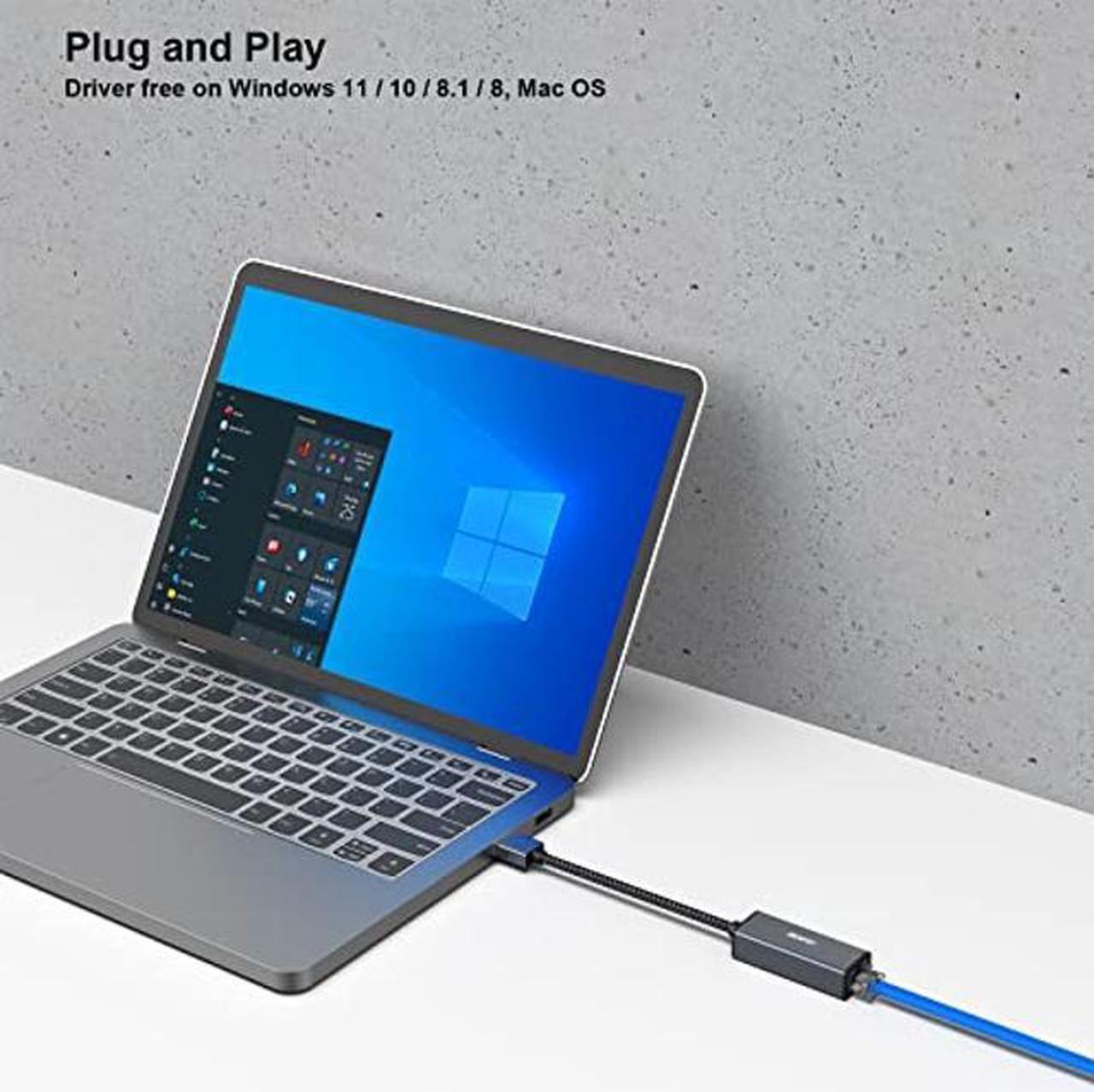 Alt view image 5 of 5 - BENFEI Ethernet Adapter 2 Pack, USB 3.0 to RJ45 1000Mbps Gigabit LAN Adapter Compatible for MacBook, Surface Pro, PC with Windows11/10/8/7, XP, Vista, Mac[Aluminium Shell&Nylon Cable]