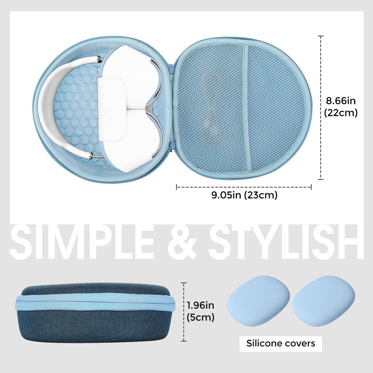 Alt view image 4 of 5 - ProCase Hard Case for New AirPods Max, Travel Carrying Headphone Case with Silicone Earpad Cover & Mesh Pocket, AirPods Max Protective Portable Storage Bag -Navy