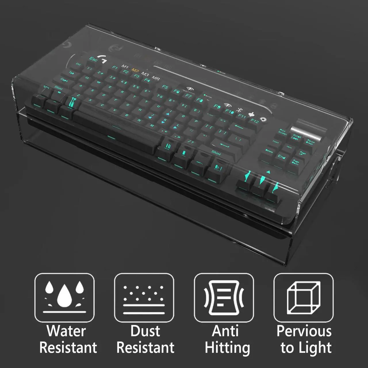 Alt view image 2 of 5 - Geekria Tenkeyless TKL Keyboard Dust Cover, Clear Acrylic Keypads Cover for 80% Compact 87 Key Mechanical Gaming Wireless Keyboard, Compatible with Logitech G PRO TKL/G PRO X TKL, G915 TKL.