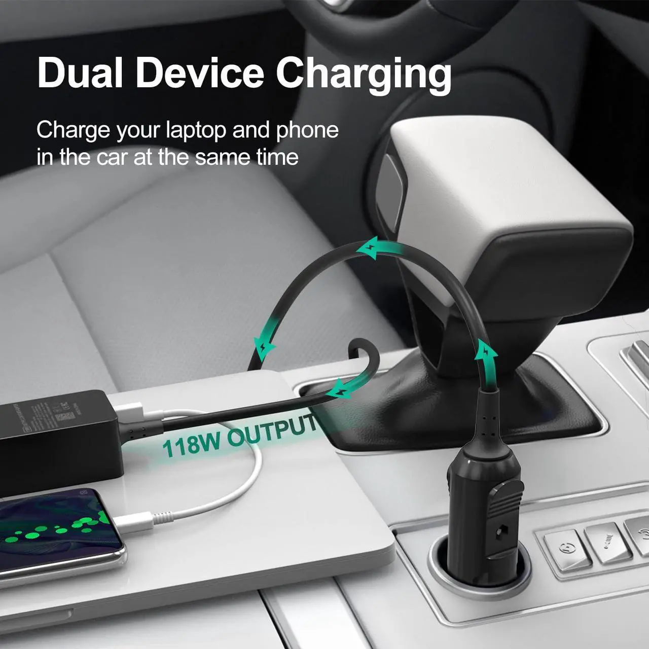 Alt view image 3 of 5 - 100W Car Charger, Laptop Car Charger Compatible with Dell Latitude/Dell Precision/Dell XPS, MacBook Pro/Air, HP Spectre/Elitebook, Samsung, Asus Zenboo DC Adapter