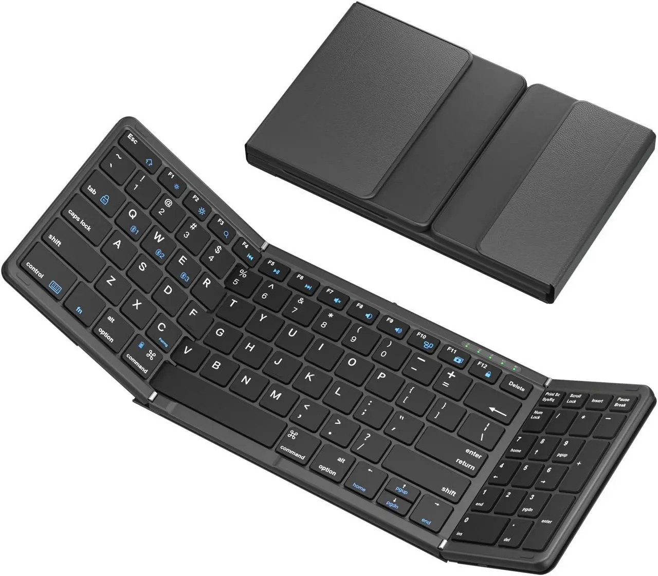 Main image of Folding Bluetooth Keyboard, Sync Up to 3 Devices with Numeric Keypad, Rechargeable Portable Travel Keyboard for Windows iOS Android Tablet Smartphone Laptop, Black (3 Folding keyboard BT5.1 x 3)