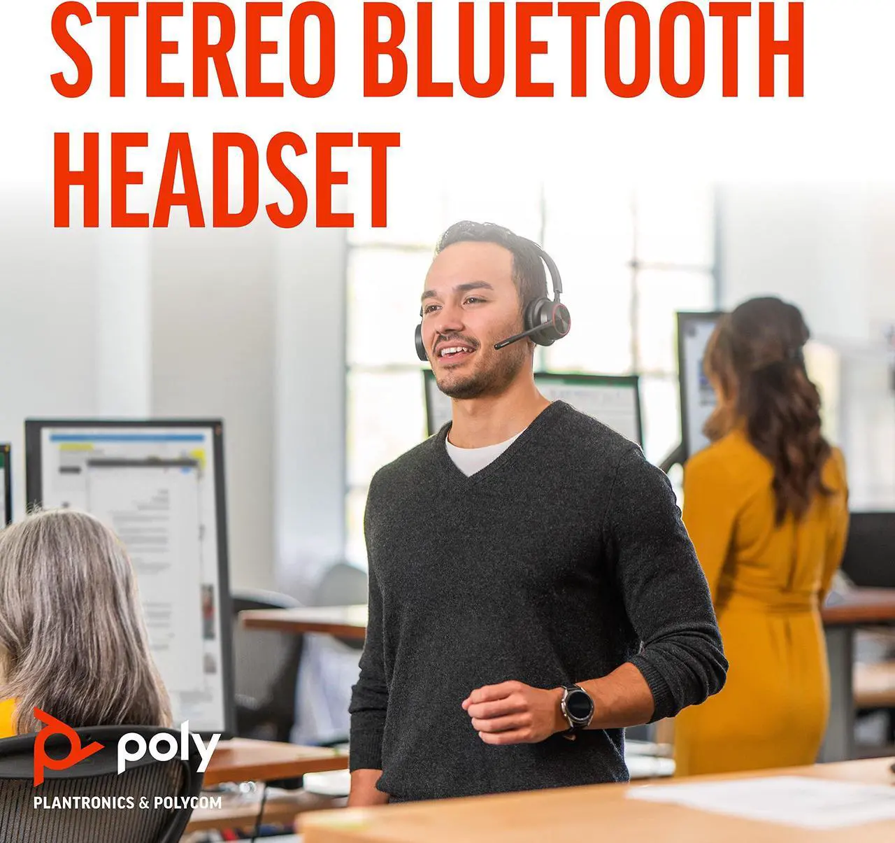 Alt view image 2 of 5 - Poly - Voyager 4320 UC Wireless Headset (Plantronics) - Headphones with Boom Mic - Connect to PC/Mac via USB-A Bluetooth Adapter, Cell Phone via Bluetooth - Works with Teams (Certified), Zoom & More