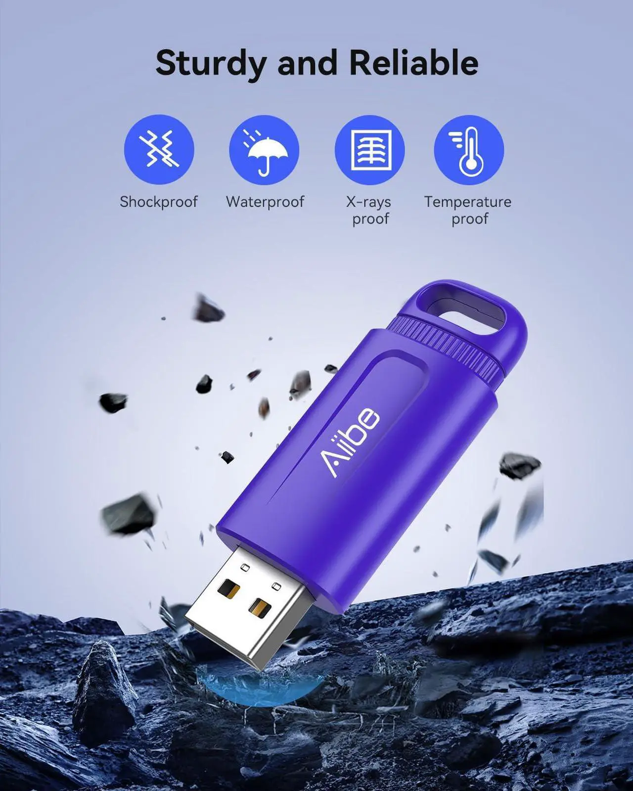 Alt view image 3 of 5 - Aiibe 128GB USB Flash Drive 5 Pack - Colorful Keychain Thumb Drives with USB 2.0 Connection