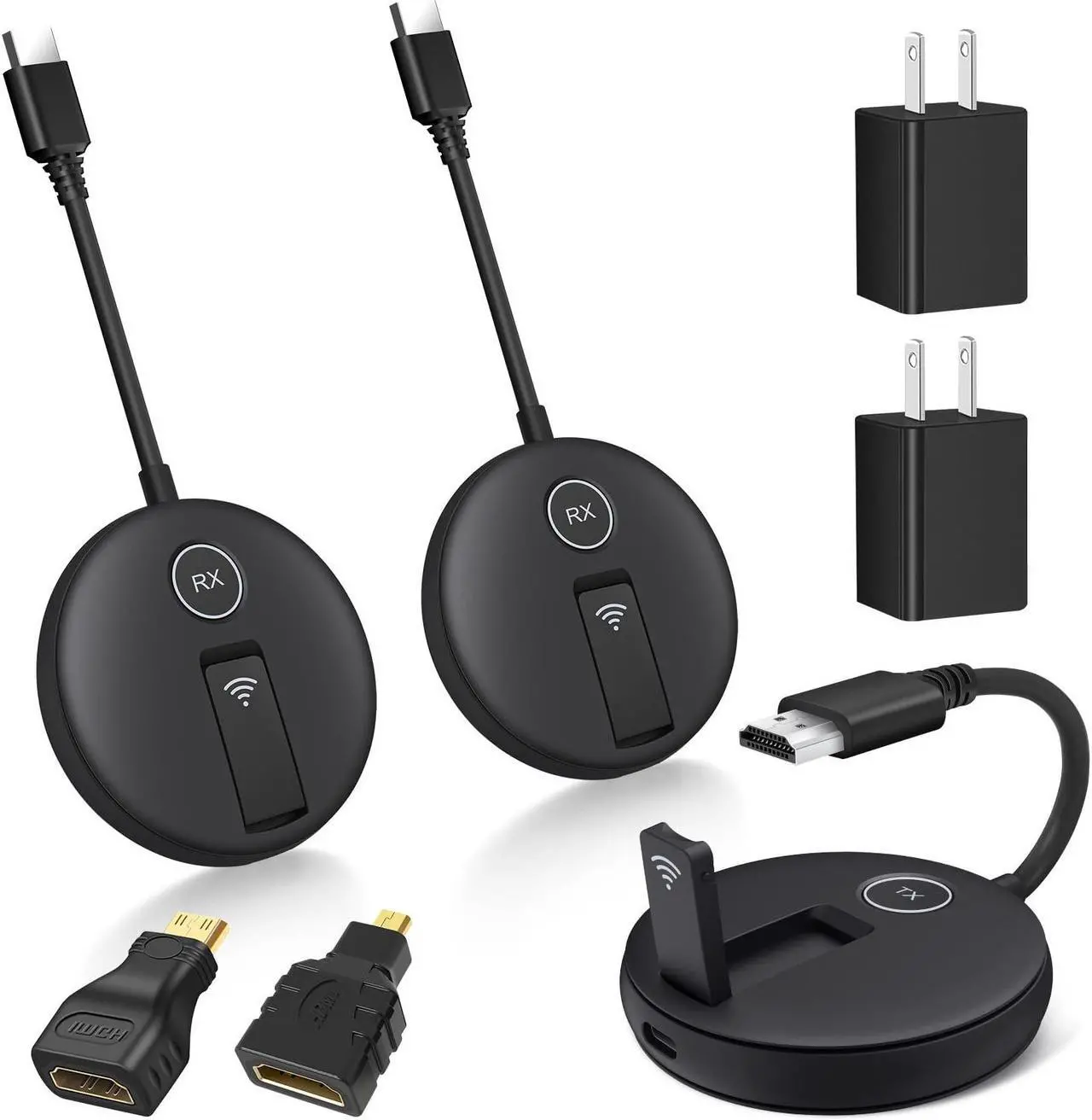 Main image of Wireless HDMI Two Receivers and One Transmitter 4K Supports,Output 1080P Up to 4 RX(TVs),2.4/5GHz Wirelessly to Multiple TVs,HDMI Wireless Adapter for TV Box/DSLR Camera/Projector/Laptop/PS5/Switch/PC