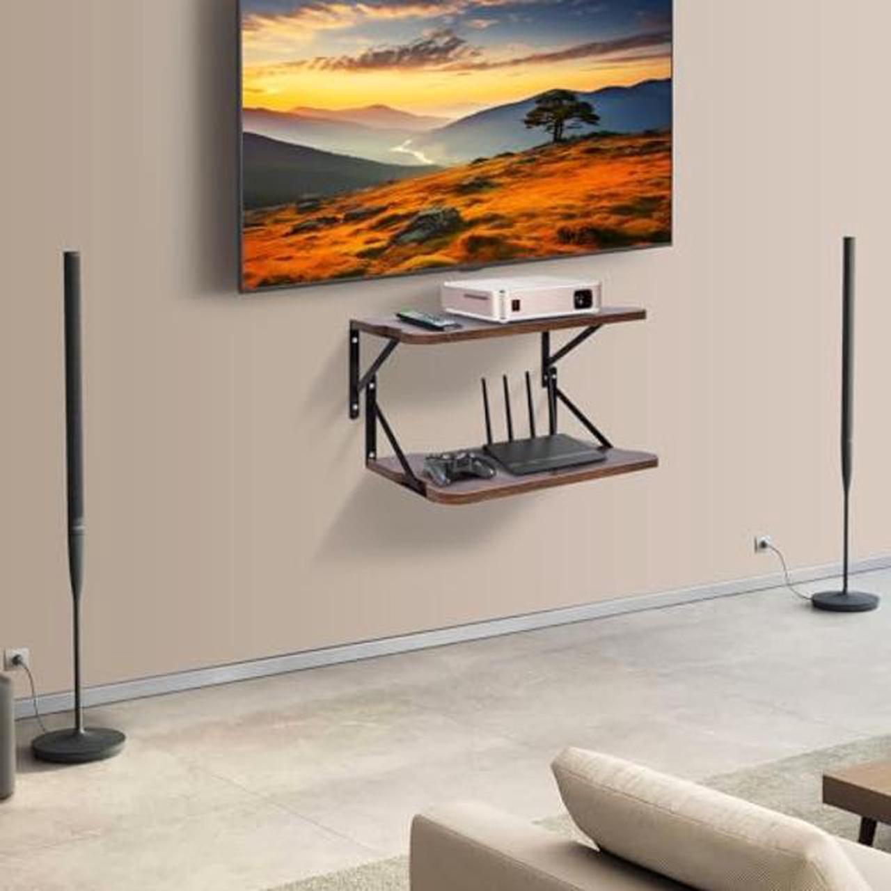 Alt view image 3 of 5 - BEARUT Projector Shelf,Projector Wall Mount Floating Shelf,Projector Mount,Deep Shelves with Large Storage for Living Room,Kitchen,Office,Bathroom,Bedroom Router Shelf for Xbox Series PS5 PS4 MDF2