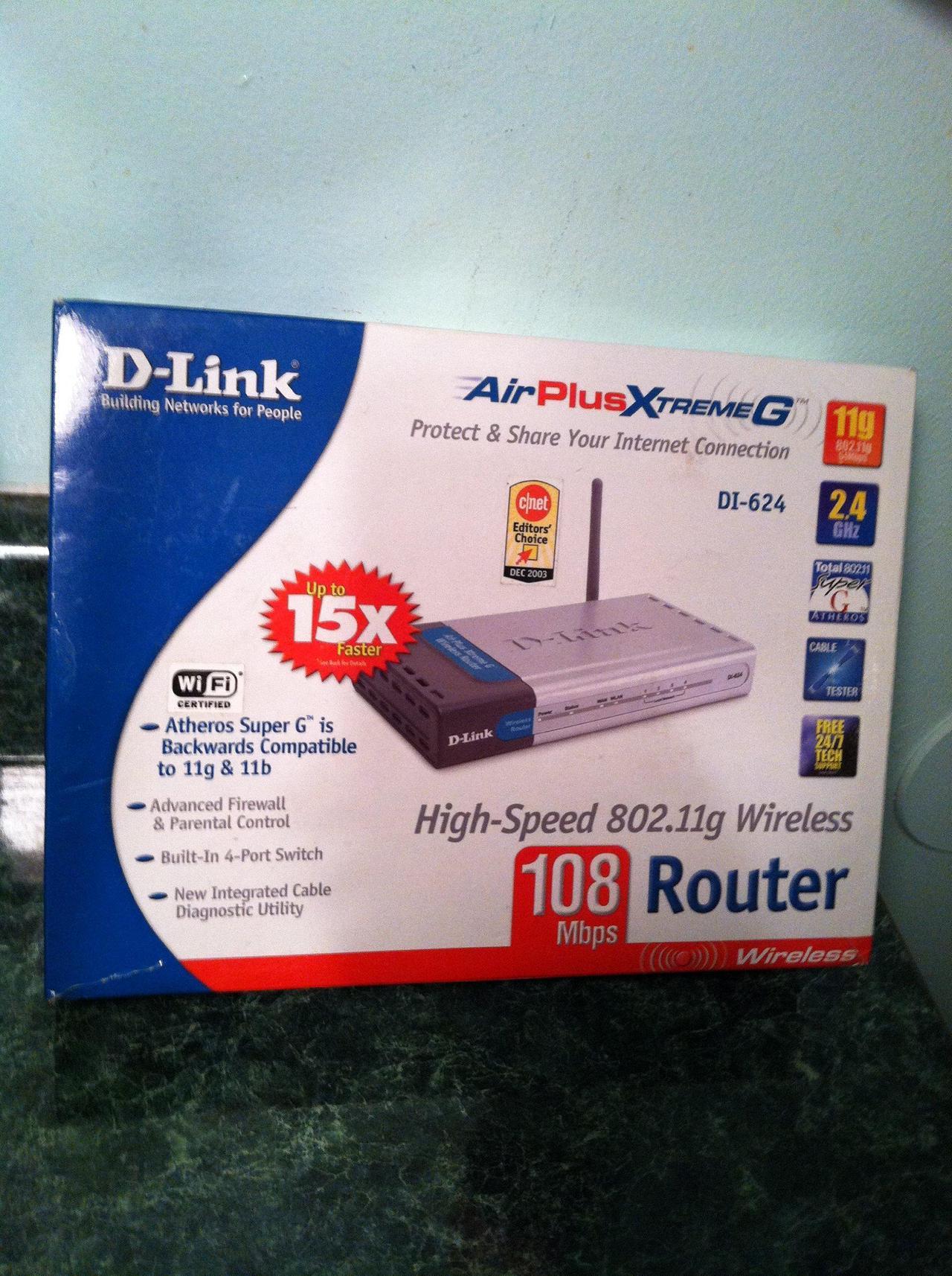 Main image of D-Link DI-624 Wireless Cable/DSL Router, 4-Port Switch, 802.11g, 108Mbps