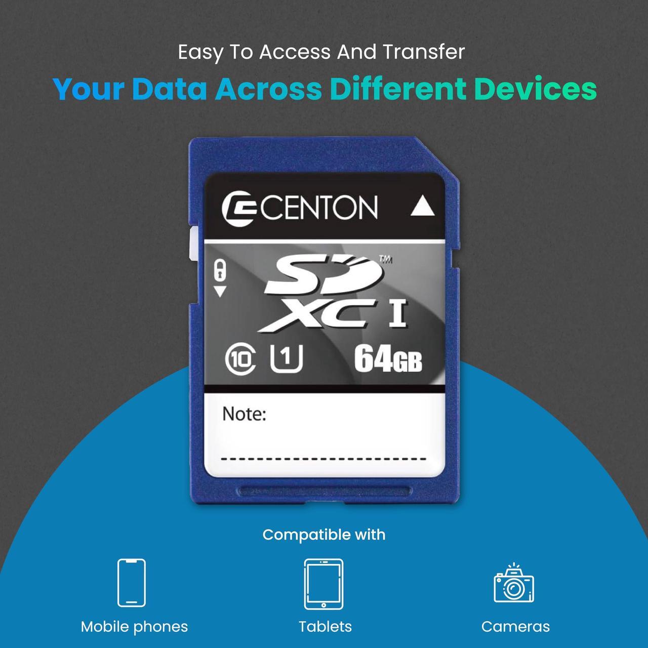 Alt view image 4 of 5 - Centon Electronics MP Essential SDXC Card, Ultimate Memory Card for Phones, Tablets, Cameras, and More, UHS1, 64GB, 5 Bulk Pack