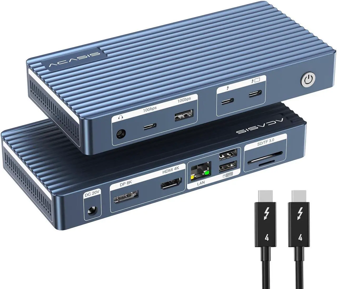 Main image of ACASIS Thunderbolt 4 Dock - 11 Ports, 8K60Hz HDMI, 1 GbE Ethernet, SD/TF 4.0, 10Gbps USB C/A, 3.5mm Audio, MacBook Docking Station Dual Monitor, 40Gbps Dock for Mac M1/M2/M3 Pro/Max
