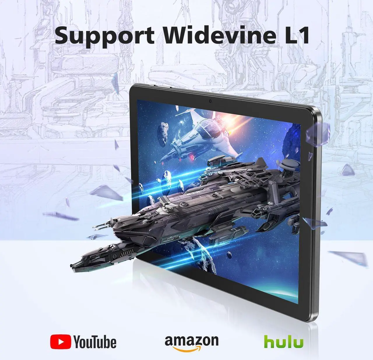 Alt view image 4 of 5 - DOOGEE T10W Android 14 Tablet,8000mAh Battery 10 inch Tablet,128GB/1TB TF,Quad Core Android Tablet,Dual Camera,2.4G/5G WiFi,High-Res Speaker Android Tablet with Keyboard and Mouse