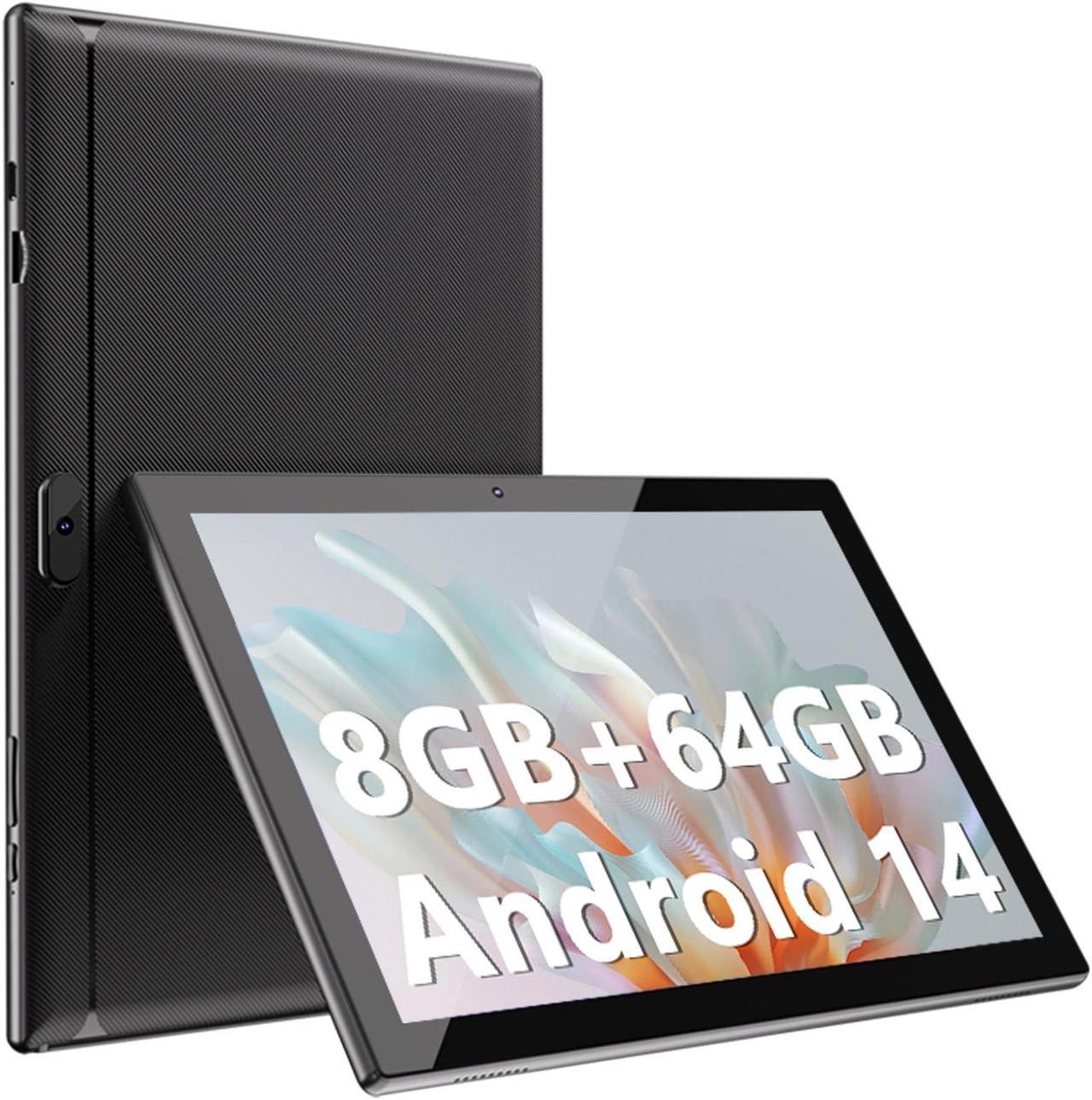 Main image of Tablet 10 Inch Tablet, Android 14 Tablets 8GB RAM 64GB ROM 1024GB Expand Tableta 2MP+ 8MP Camera WiFi Tablet Computer 10.1 IN Tablet IPS 10" HD Display 6000mAh Long Battery Life Tabletas (Black)
