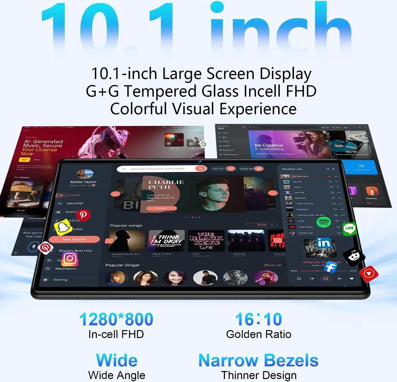 Alt view image 3 of 5 - DEERTiME Android 14 Tablet 10.1 Inch Tablets, 20GB RAM 128GB ROM 1TB Expand Octa-Core 2 in 1 Tablet PC with Keyboard Mouse Case, 1280x800 IPS HD Touchscreen, Bluetooth WI-FI 6, Widevine L1 (Black)