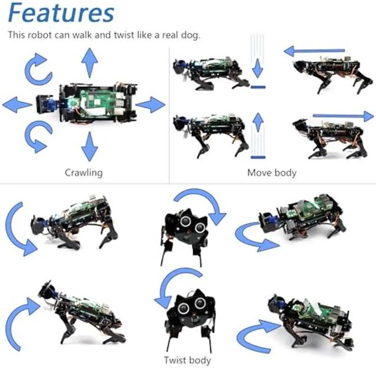 Alt view image 3 of 5 - FREENOVE Robot Dog Kit for Raspberry Pi 5 4 B 3 B+ Zero 2 W, Walking, Self Balancing, Face Recognition, Ball Tracing, Ultrasonic Ranging, App Control, Camera, Servo (Raspberry Pi NOT Included)