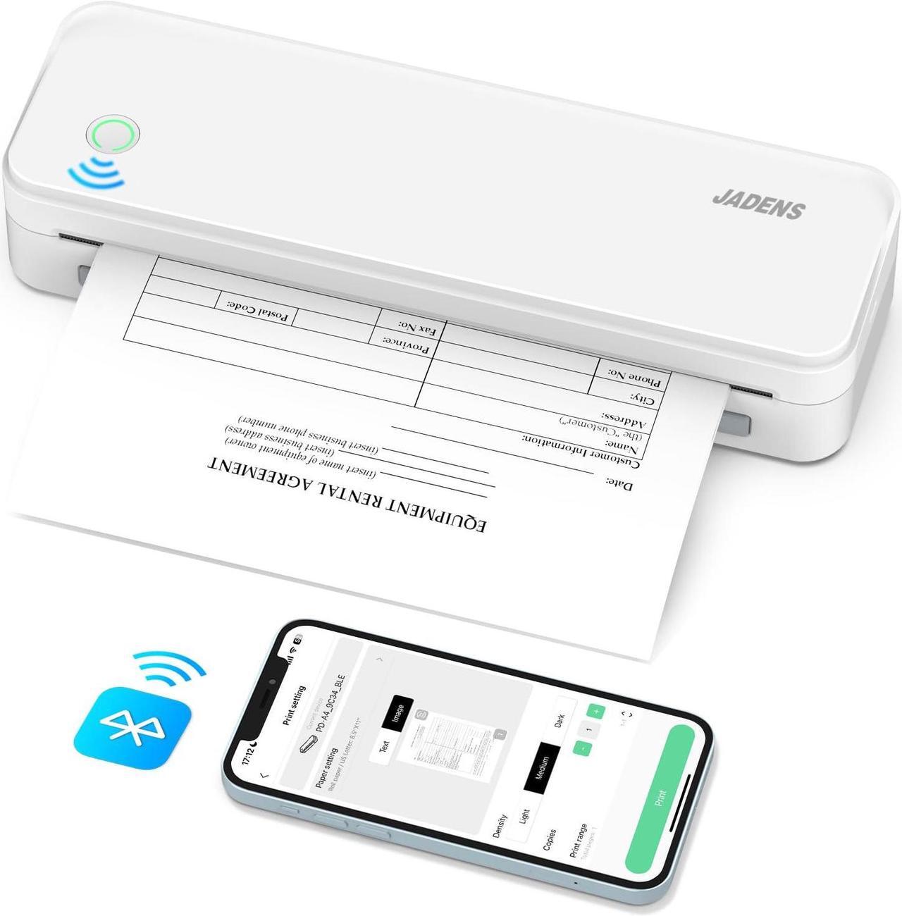 Main image of JADENS Thermal Printer, Support 8.5''x11'' Thermal Paper, 300DPI Portable Printer Wireless for Travel, Inkless Printer, impresora portatil, Compatible with iOS, Android & Laptop