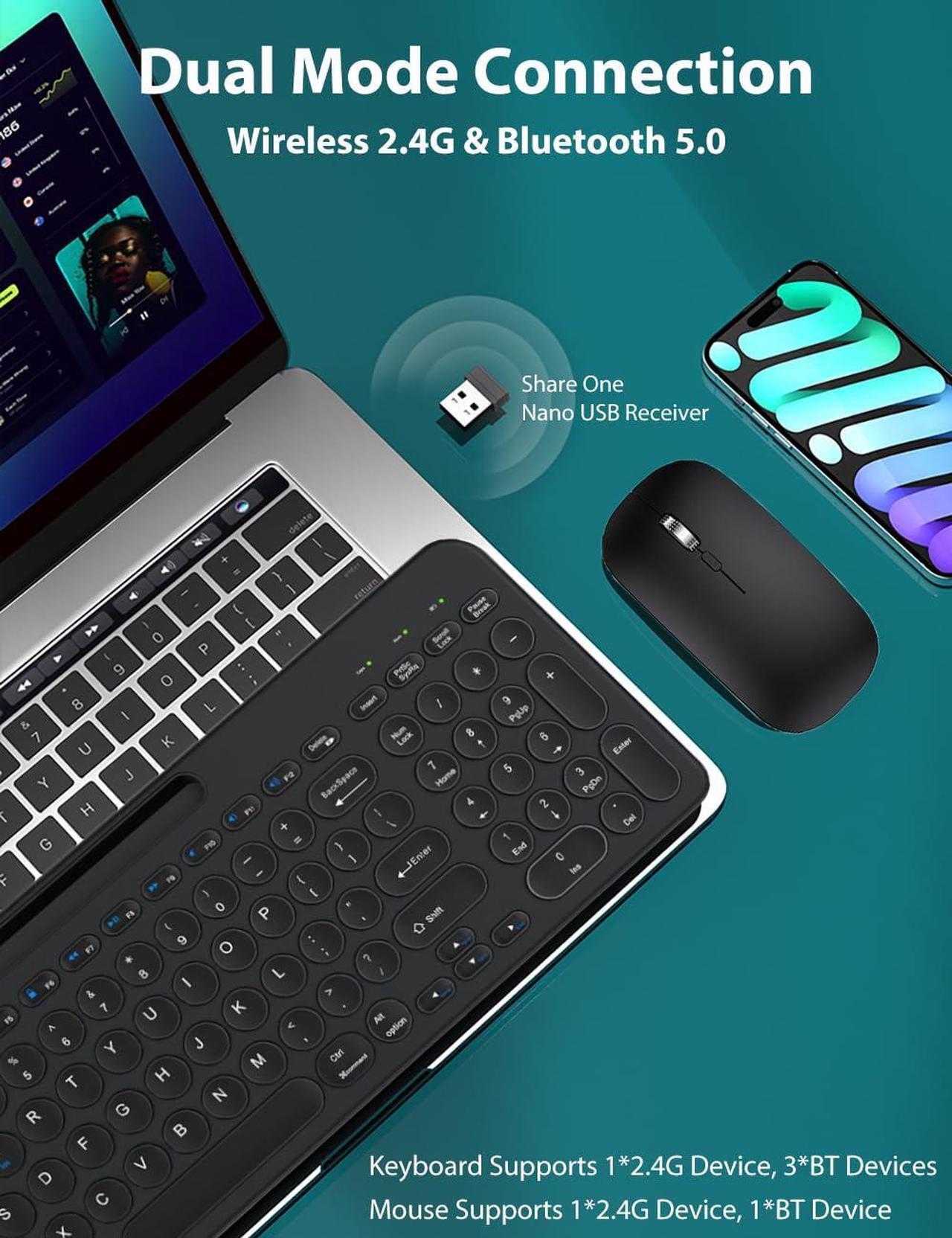 Alt view image 2 of 5 - LINKEET Wireless Keyboard and Mouse Integrated Stand & Wired Mechanical Numpad Rainbow Backlit 33-Key NKRO
