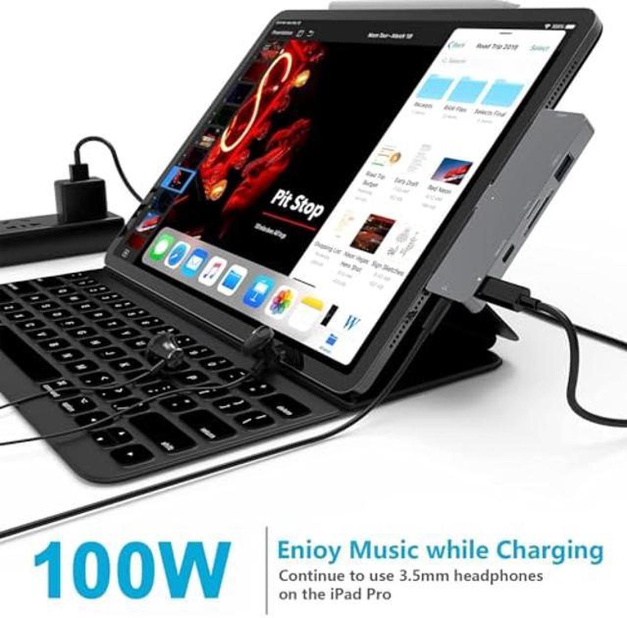 Alt view image 4 of 5 - USB C HUB for iPad Pro M4/M2/M1 13/11/12.9,iPad Air 5,7 in 1 iPad Pro Adapter with 4K 60Hz HDMI,3.5mm Headphone Jack,USB3.0,USB C PD Charging&Data,USB C Earphone Jack,SD/Micro SD Card Reader