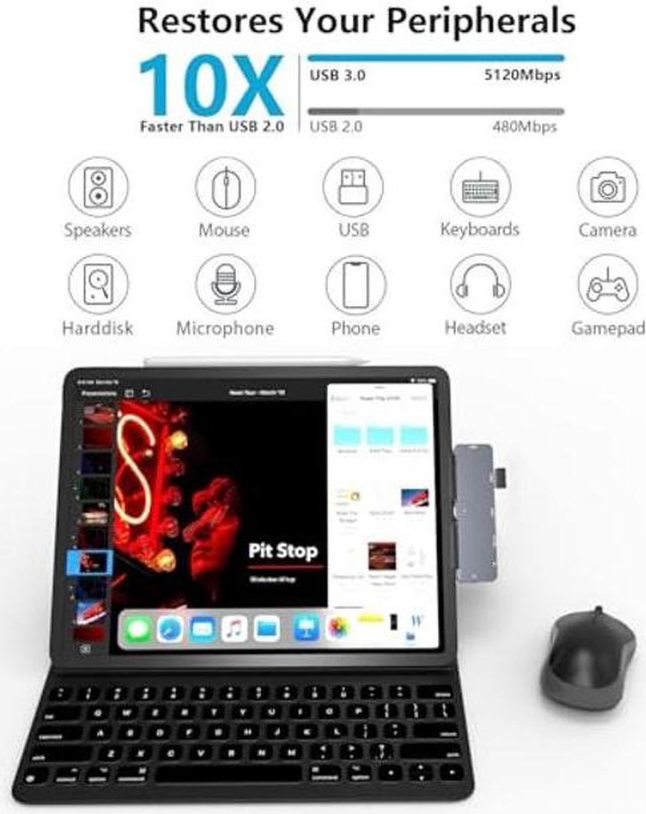 Alt view image 5 of 5 - USB C HUB for iPad Pro M4/M2/M1 13/11/12.9,iPad Air 5,7 in 1 iPad Pro Adapter with 4K 60Hz HDMI,3.5mm Headphone Jack,USB3.0,USB C PD Charging&Data,USB C Earphone Jack,SD/Micro SD Card Reader